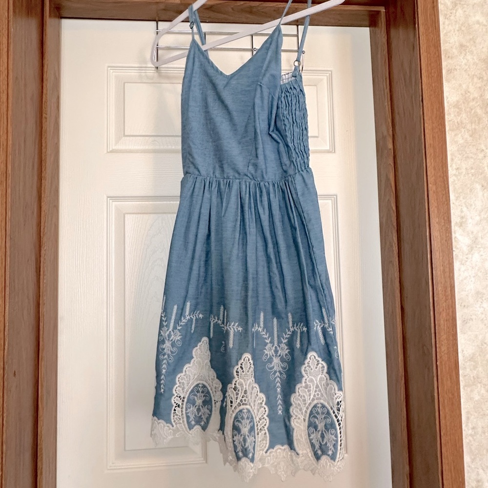 43 Japna Blue embroidered Cotton Dress S